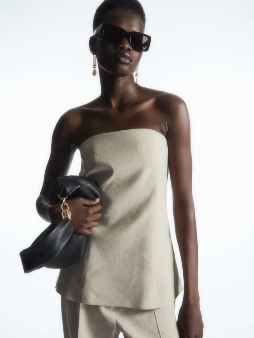 COS Strapless Top + Wide-Leg Pant in Light Beige (matching 2-piece linen set) - Picture 2 of 13
